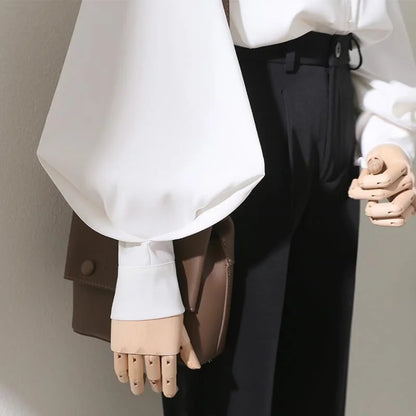 Aubree | Long Lantern Sleeve Stand Collar Loose Blouse