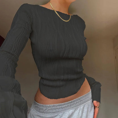 Amanda | Ruched Long Sleeve T-shirt Blouse