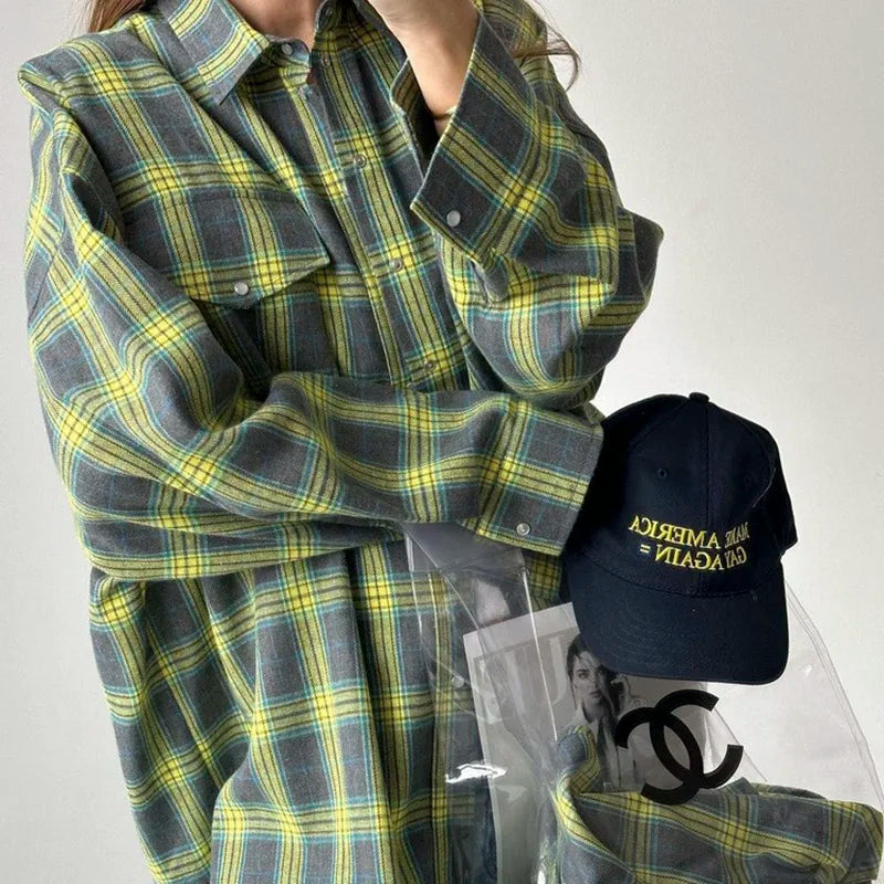 Emely | Long Sleeve Shirt Oversized Plaid Shirt