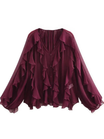 Briella | Loose Long Sleeve Layered Ruffles Blouses
