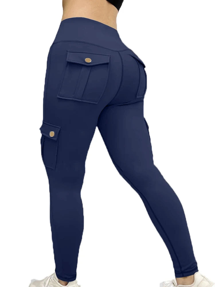 Pockets Gym Leggings Women High Waist Fashion Fitness Pants Skinny Stretch Outdoors Comfortable Sport Leggings - TrendHavenCo