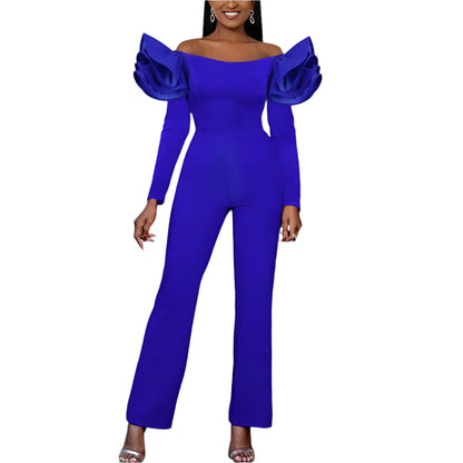 Brinley | Off the Shoulder Ruffles Sleeve Jumpsuit