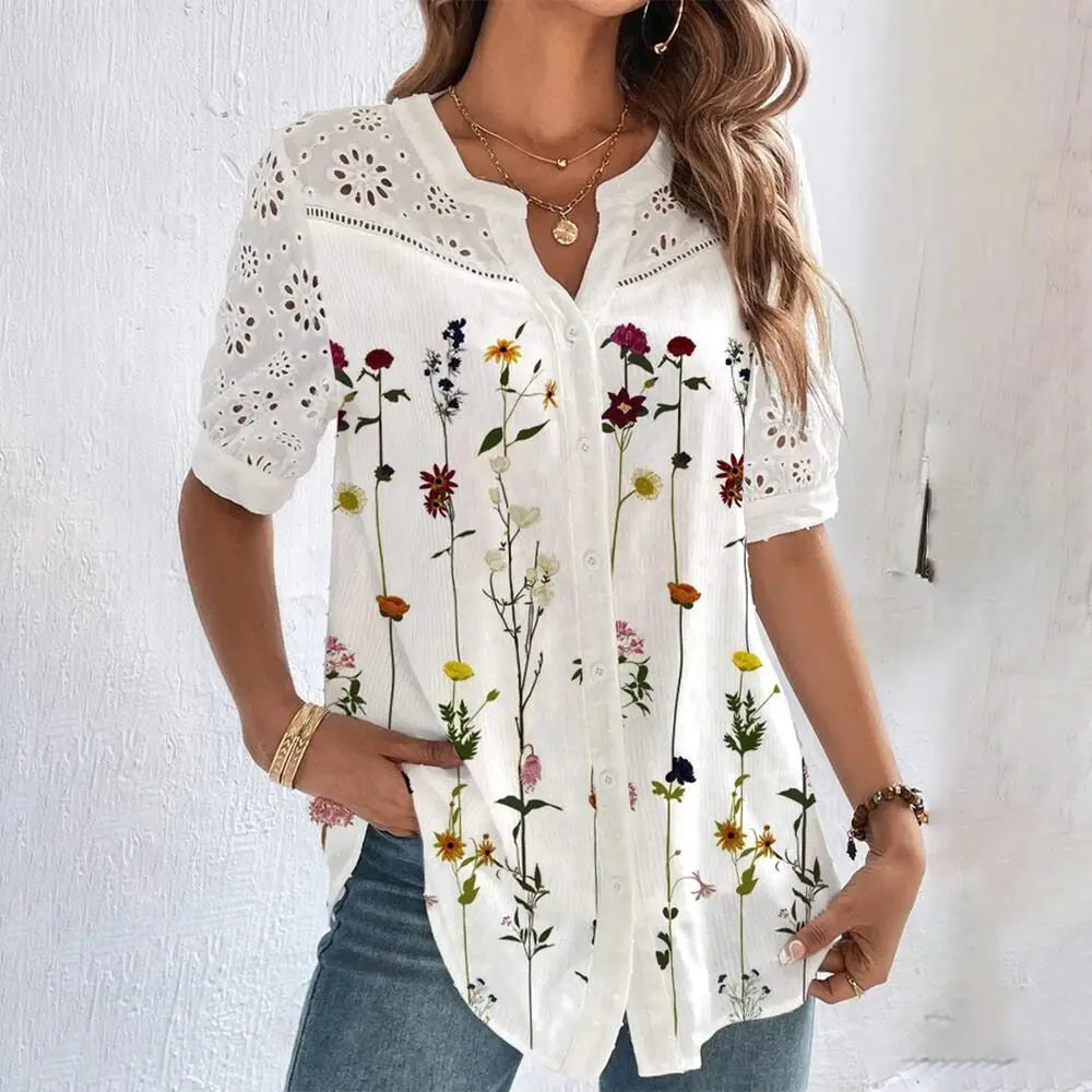 Trina | Casual Lace Woman Shirt - TrendHavenCo