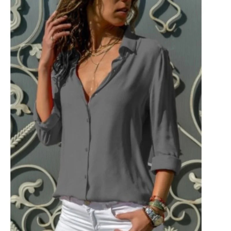 Charlotte | Chiffon Blouse Long Sleeve - TrendHavenCo