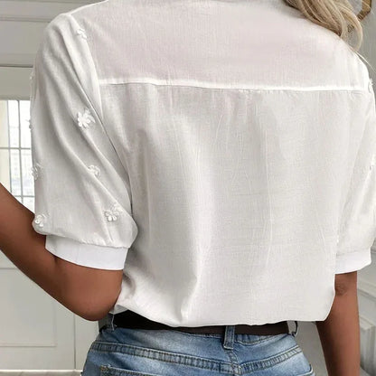 Nancy | Cotton Tops Floral Embroidery Lace Blouse - TrendHavenCo