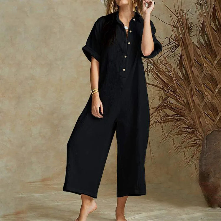 Amiyah | Cotton And Linen Loose Simple Jumpsuits