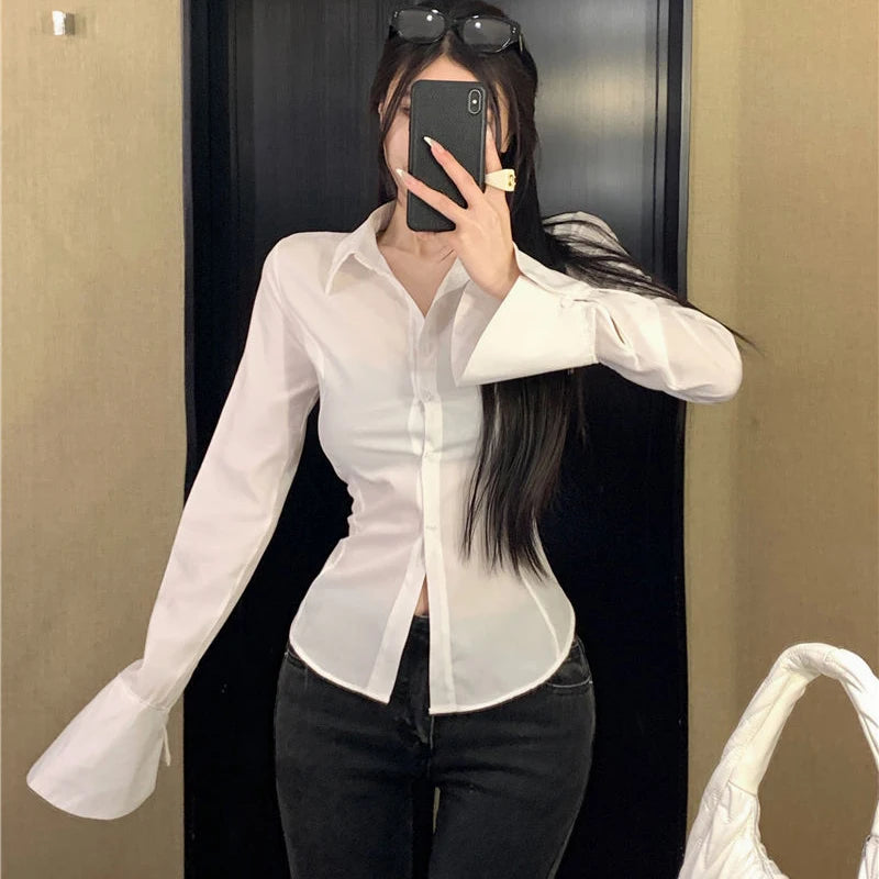 Dayana | Slim Bell Sleeve Shirt Blouse