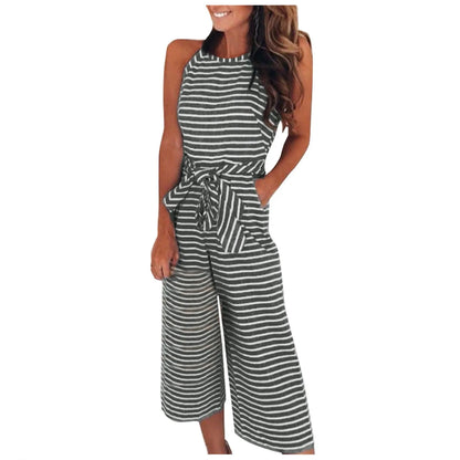 Monroe | Slim Fit Round Neck Sleeveless Jumpsuit