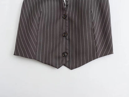 Miley | Sexy Backless Bow Tied Striped Print Short Blouse
