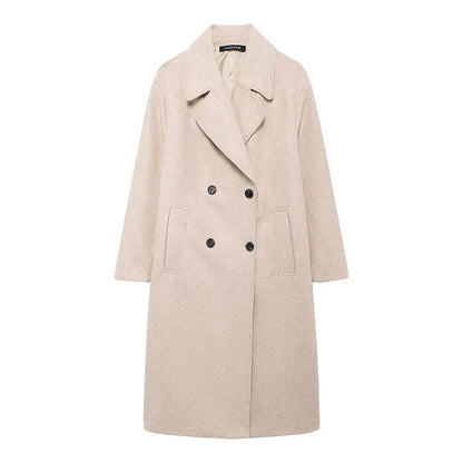 Ariella | Winter Coat Lapel Double Breasted Long Cardigan