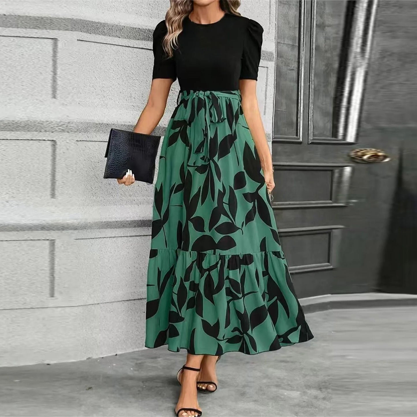 Amy | High Waist Floral Print Dress