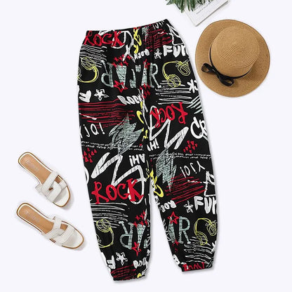 Women Casual Loose Cozy Pants Elastic Pants Feet Harem Pants Sweatpants Pants Summer Beach Pants Elastic Waistband - TrendHavenCo