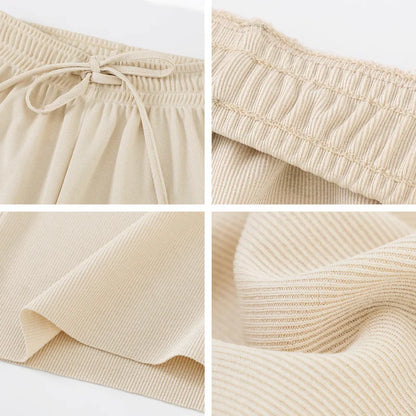 Women Ankle-Length Wide Leg Pants Casual Summer Solid Elastic Waist Loose Ice Silk Pants Spring Summer Female Trousers - TrendHavenCo