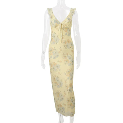 Alexandra | Floral Cami Slim Tie Bow Bodycon Dress