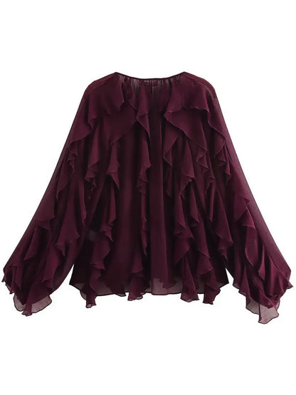 Briella | Loose Long Sleeve Layered Ruffles Blouses