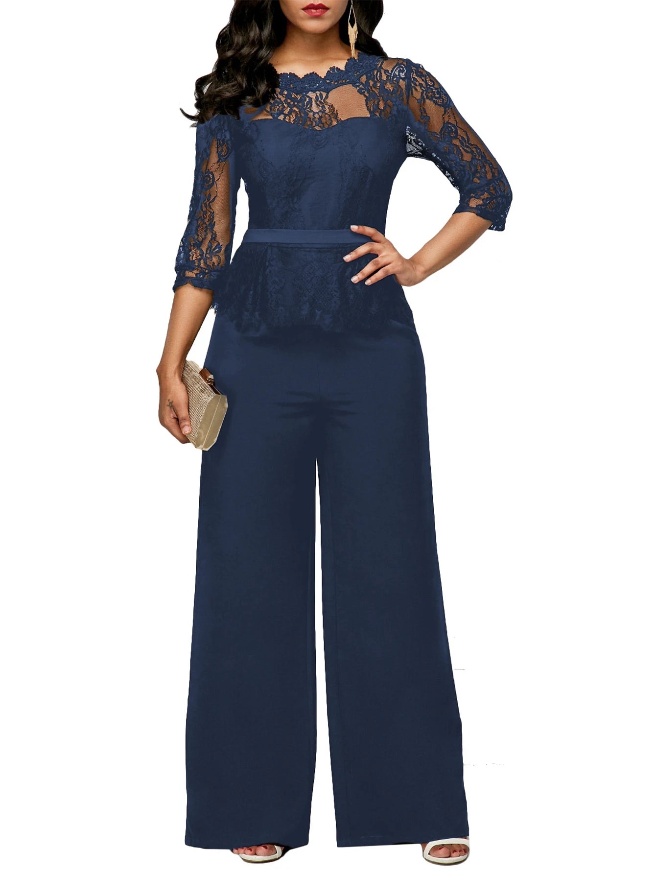 Gabrielle | short sleeved lace jumpsuit
