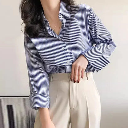 Dorothy | Classic Striped Long Lantern Sleeve Tops