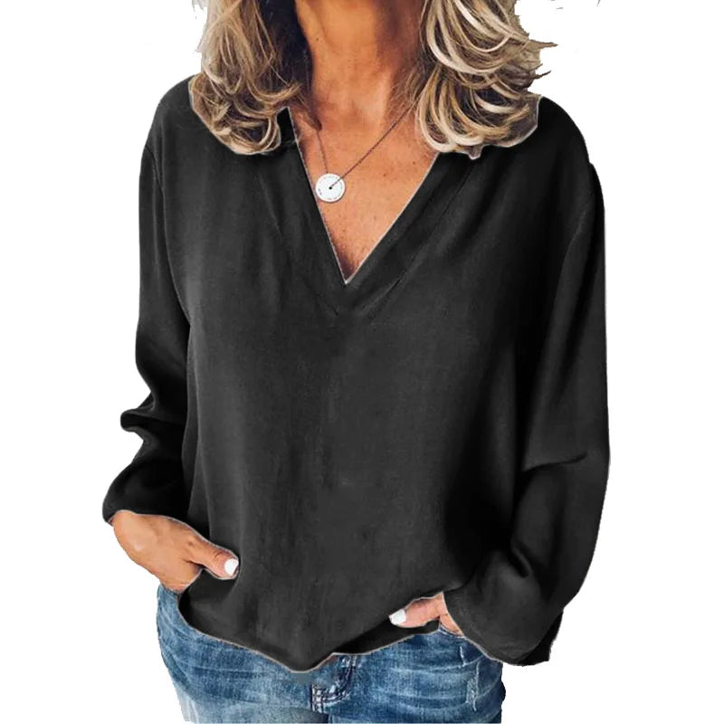 Marie | Loose Stitching V-neck Pullover - TrendHavenCo