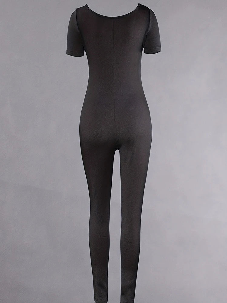 Briar | Short Sleeve Solid Skinny Bodycon Jumpsuits