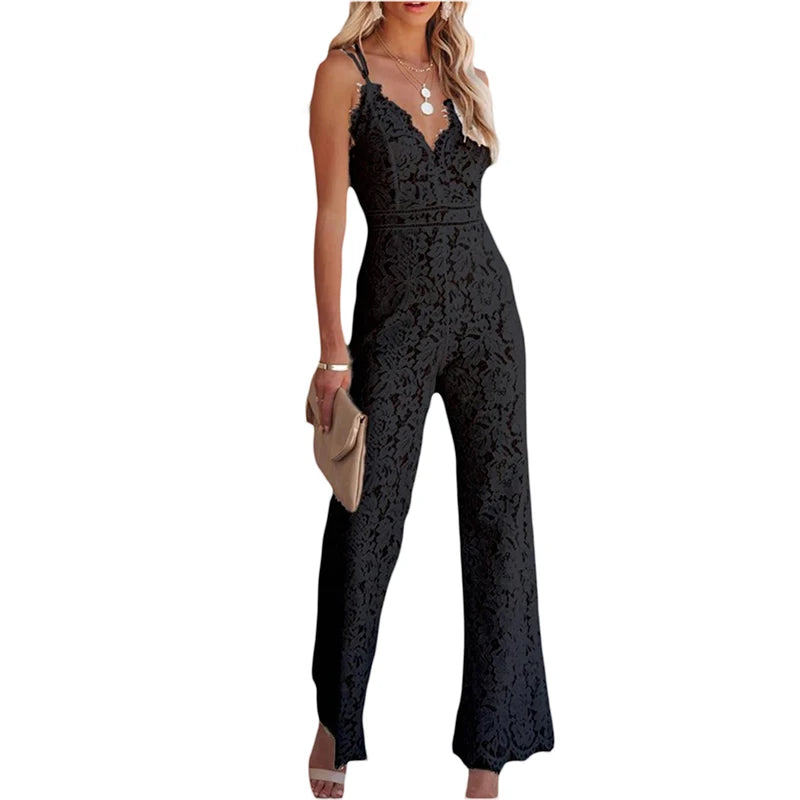 Nellie | Spaghetti Straps V Neck Jumpsuits