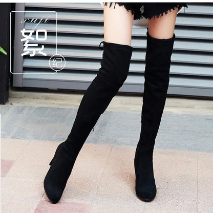 Scarlett | Stretch Fabrics High Heel Slip on Boots - TrendHavenCo