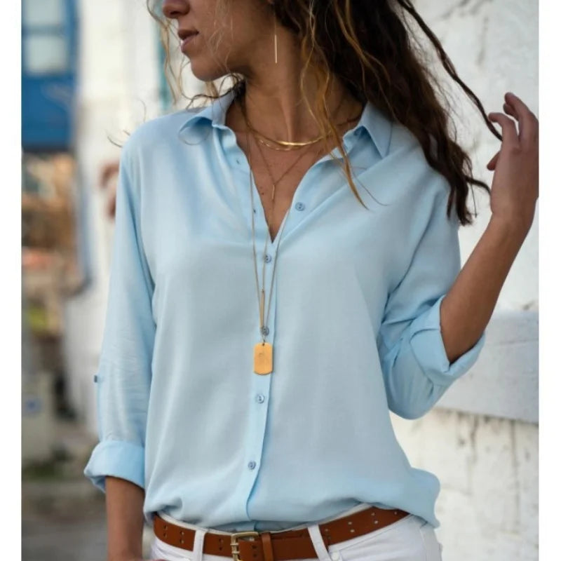 Charlotte | Chiffon Blouse Long Sleeve - TrendHavenCo
