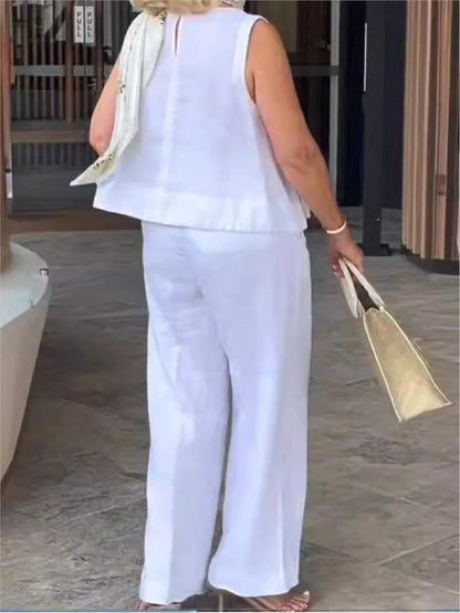 Calliope | Sleeveless Loose Blouse Wide Leg Pants