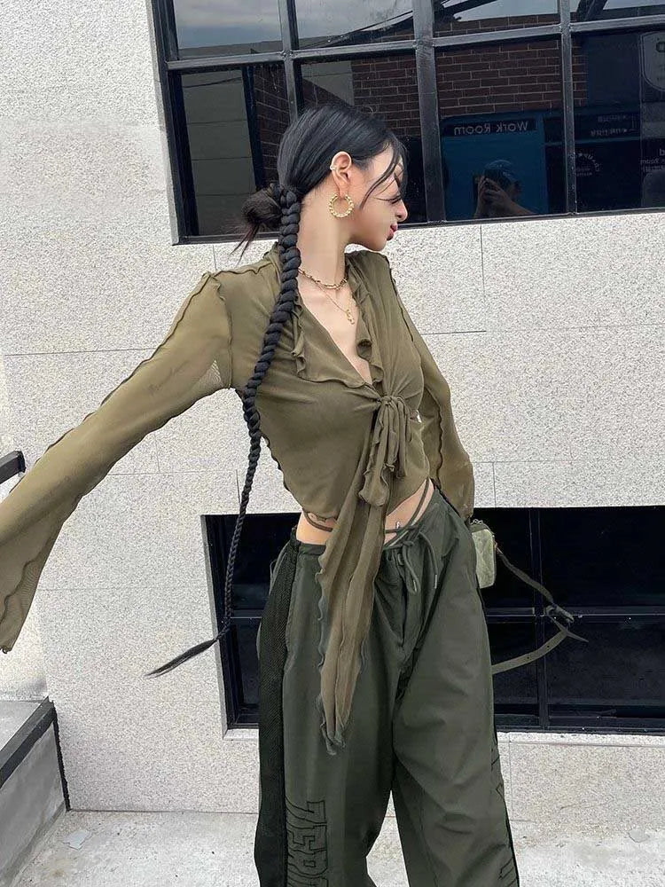 Alicia| Long Flare Sleeve Blouse