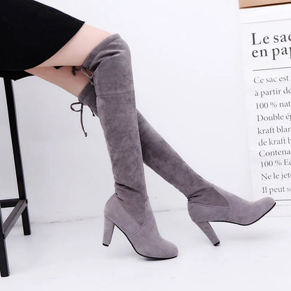 Scarlett | Stretch Fabrics High Heel Slip on Boots - TrendHavenCo