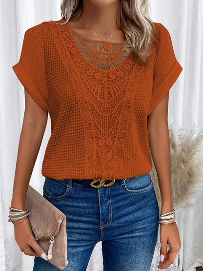 Elisse | Fashion Lace Stitching T-shirt For Women - TrendHavenCo