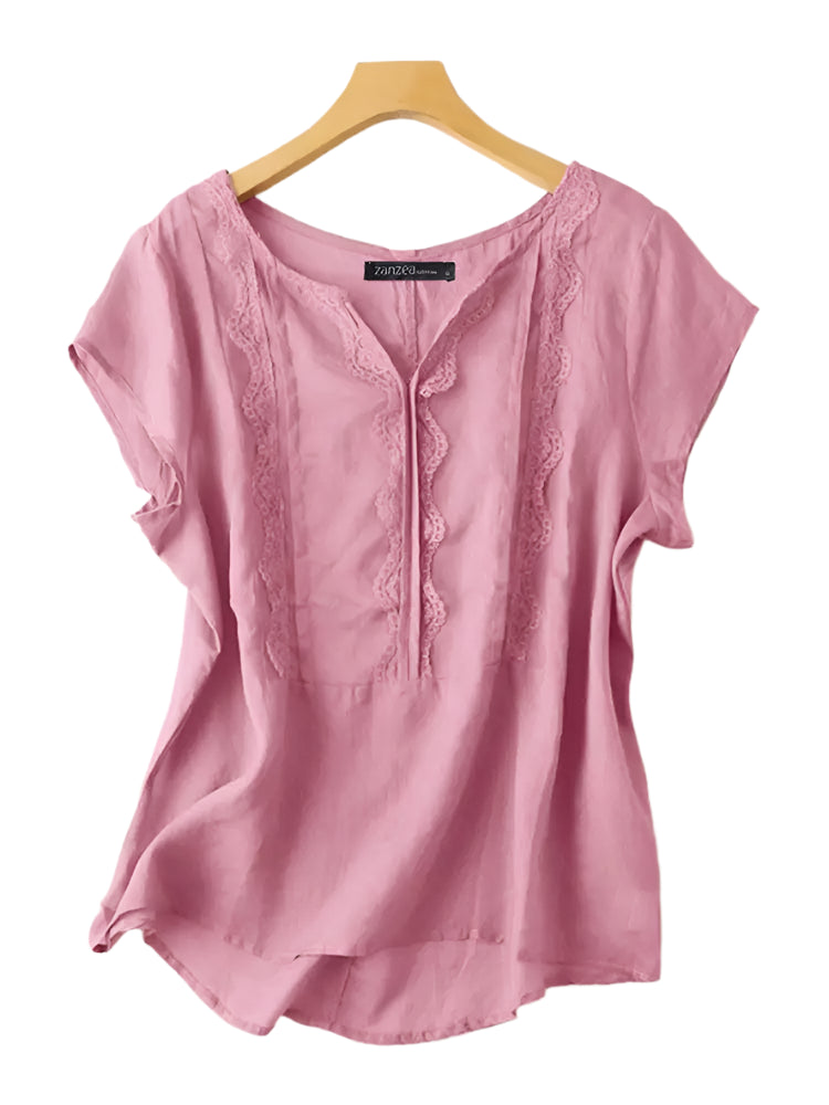 Venus | Casual Lace Stitching Tops Blouse - TrendHavenCo