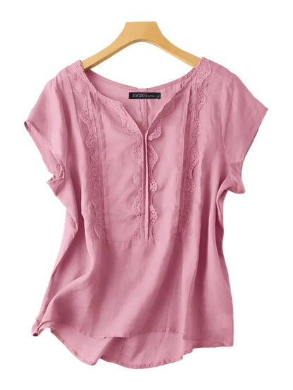 Venus | Casual Lace Stitching Tops Blouse - TrendHavenCo