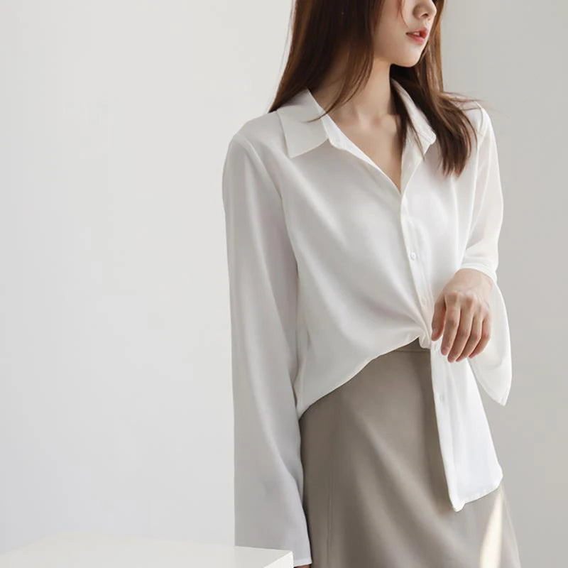 Venice | Chiffon Blouse Long Flare Sleeve - TrendHavenCo