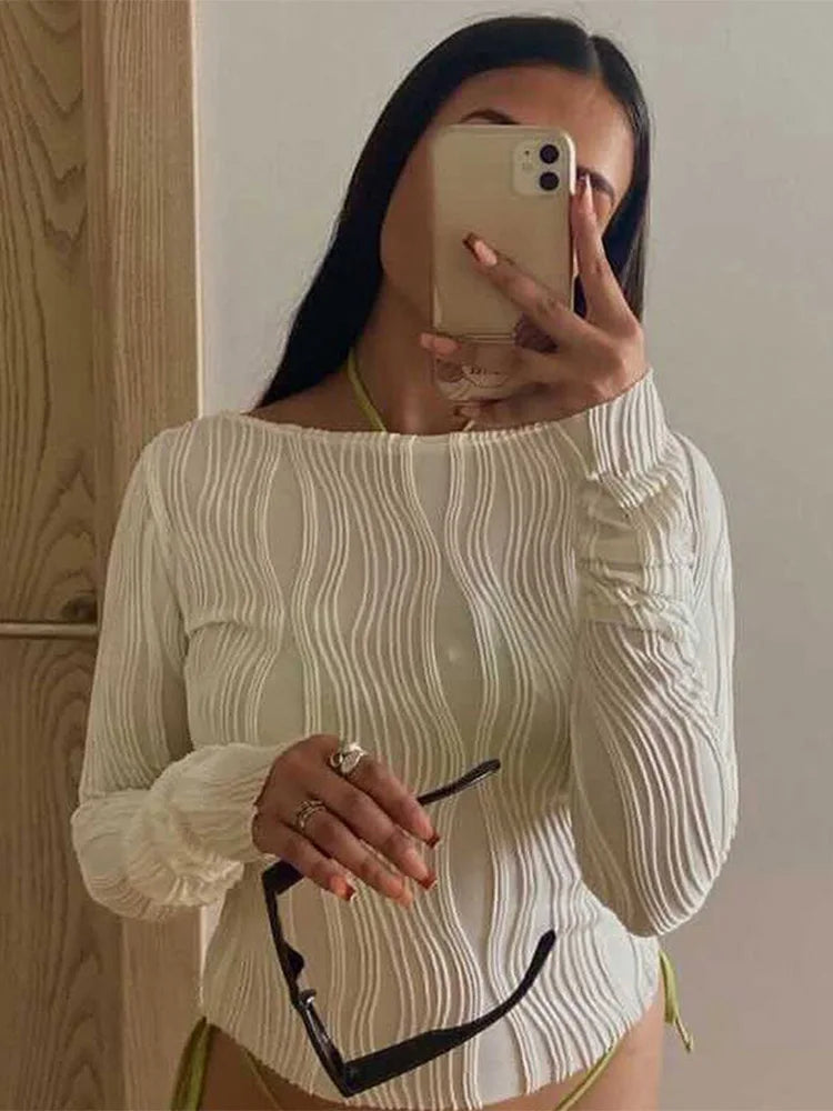 Amanda | Ruched Long Sleeve T-shirt Blouse