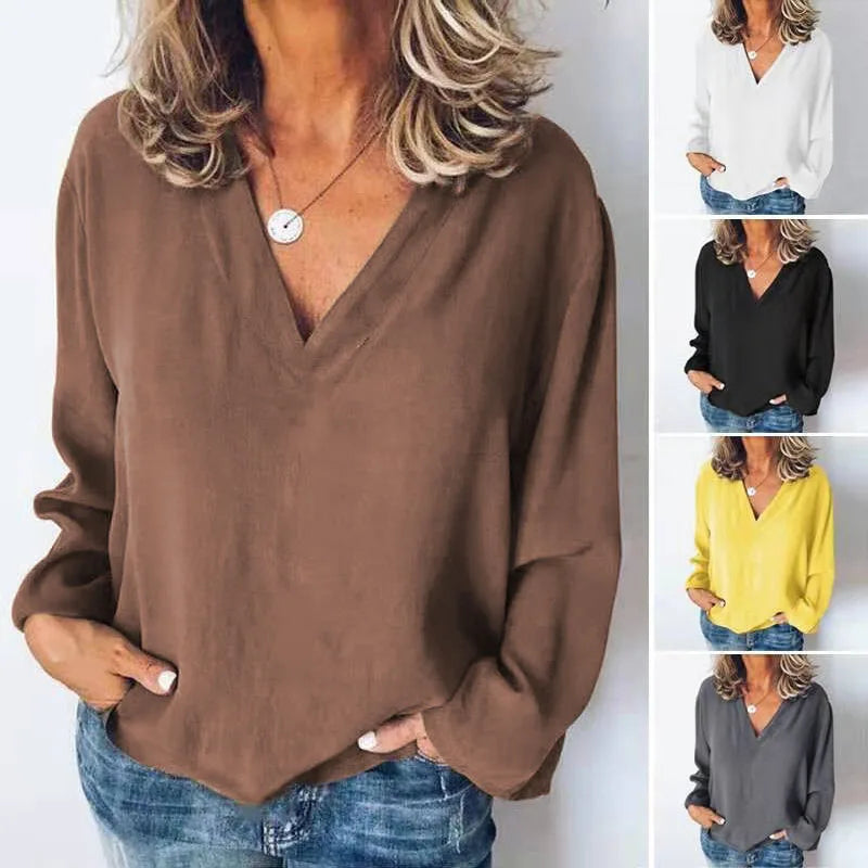 Marie | Loose Stitching V-neck Pullover - TrendHavenCo