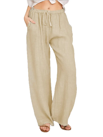 Summer and Autumn New Casual Women's Wear in Europe, America, and Europe Large Loose Cotton Hemp Casual Pants - TrendHavenCo