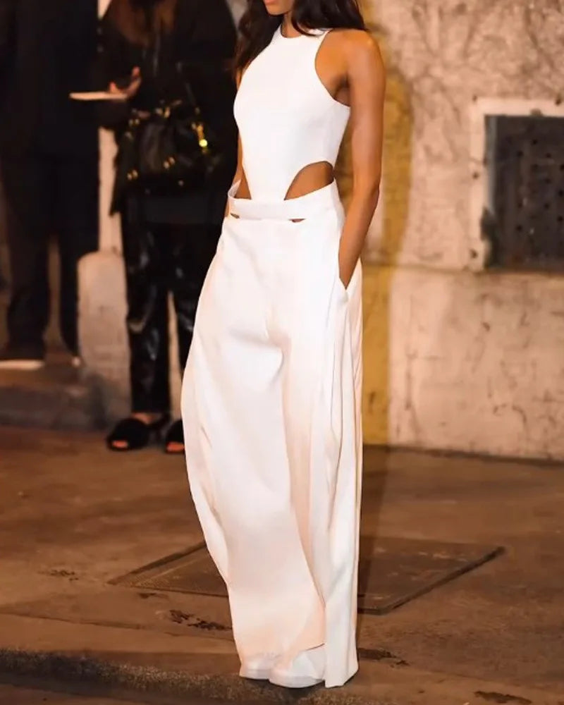 Ariya | O Neck Sleeveless Hollow Out Jumpsuit