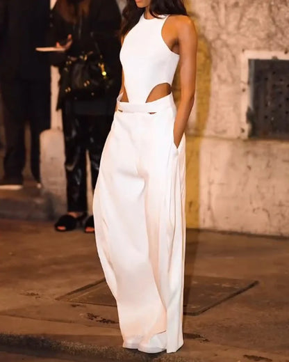 Ariya | O Neck Sleeveless Hollow Out Jumpsuit
