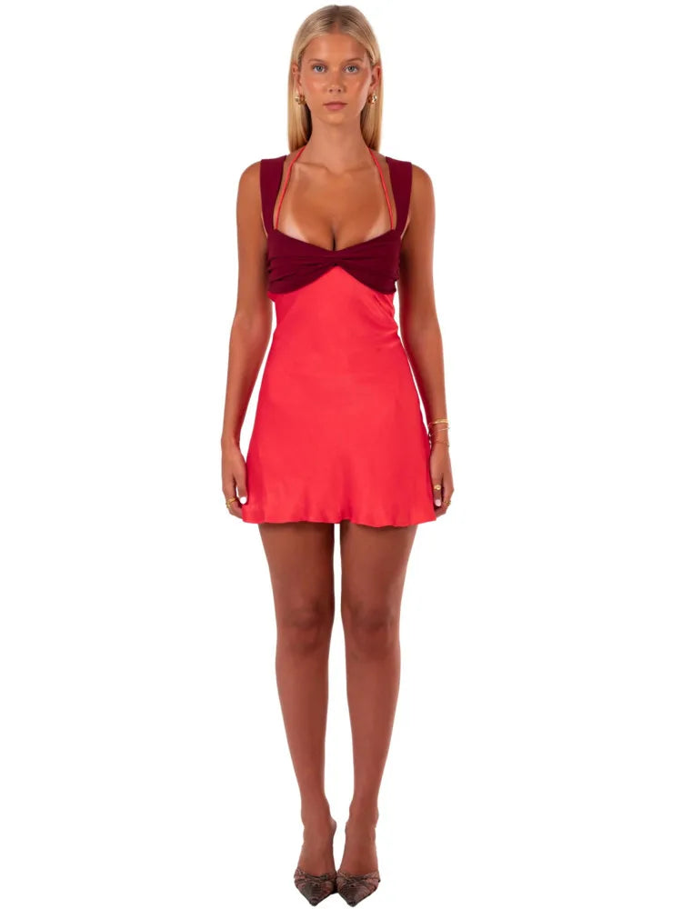 Sofie | Patchwork Sleeveless Sexy Mini Dress - TrendHavenCo