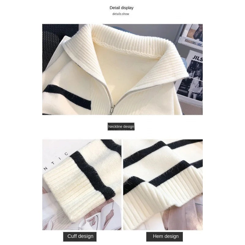 Wrenley | Zipper Stripe Underlay Pullover Sweater