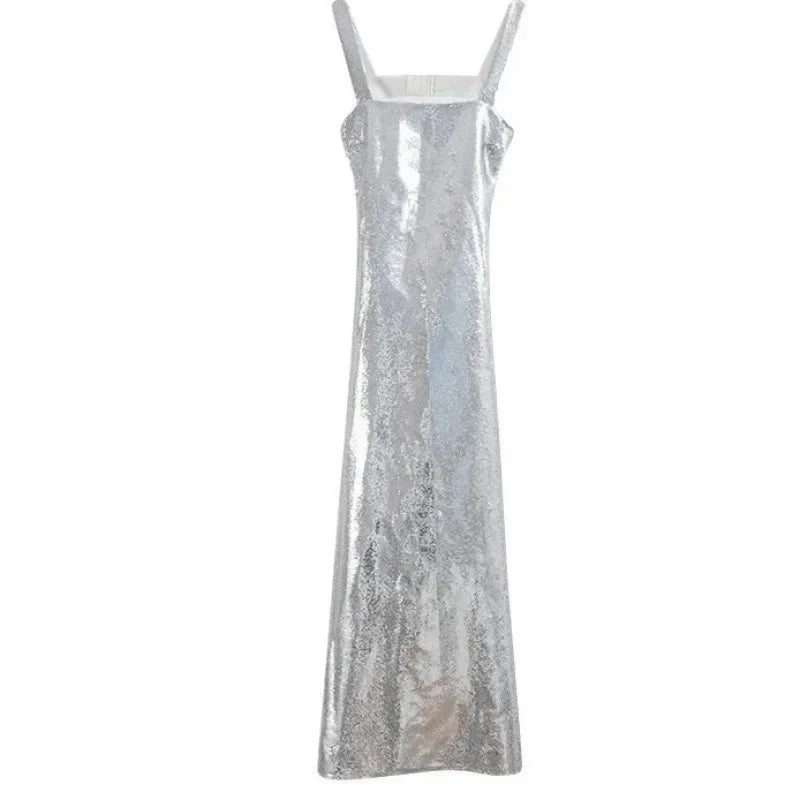 Blair | Suspender Backless Glitter Long Dress