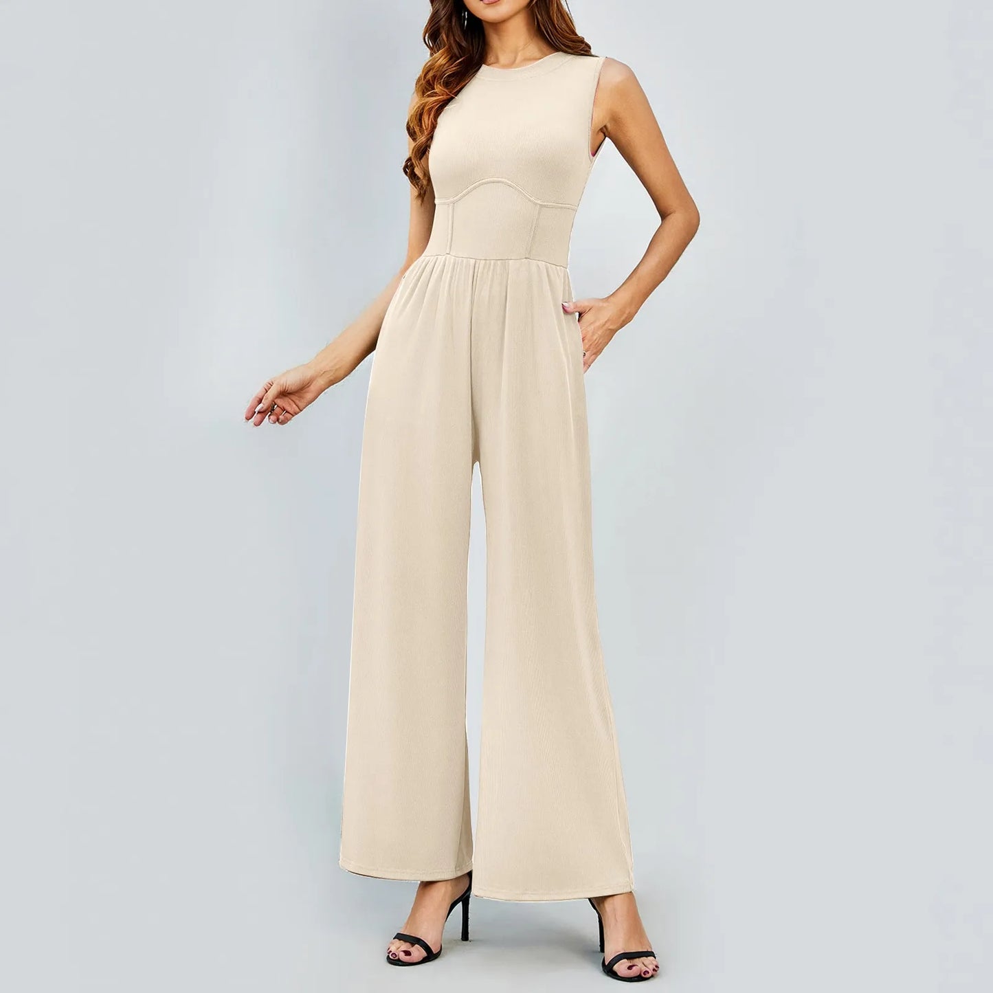 Nalani | Sleeveless Tank Top Wide Leg Pants Romper