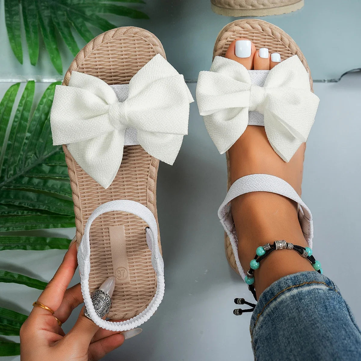 Demi | Lightweight Sandals Bow Tie Flat Shoes