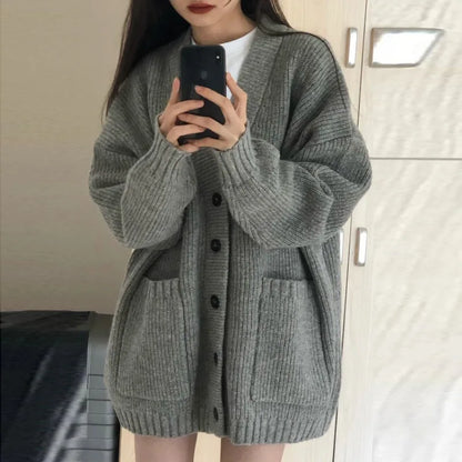 Sara | Long Sleeve V-neck Loose Knitted Jackets