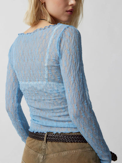 Elyna | Lace Pullover Retro Long Sleeve - TrendHavenCo