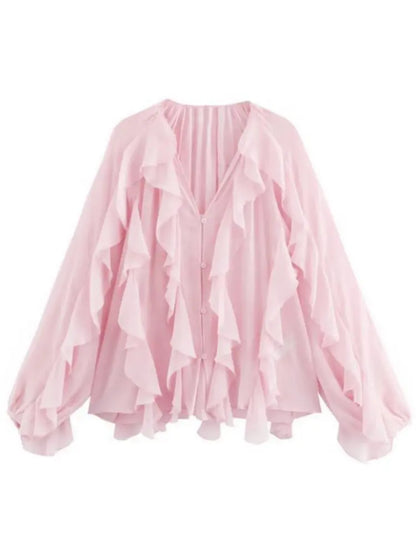 Briella | Loose Long Sleeve Layered Ruffles Blouses
