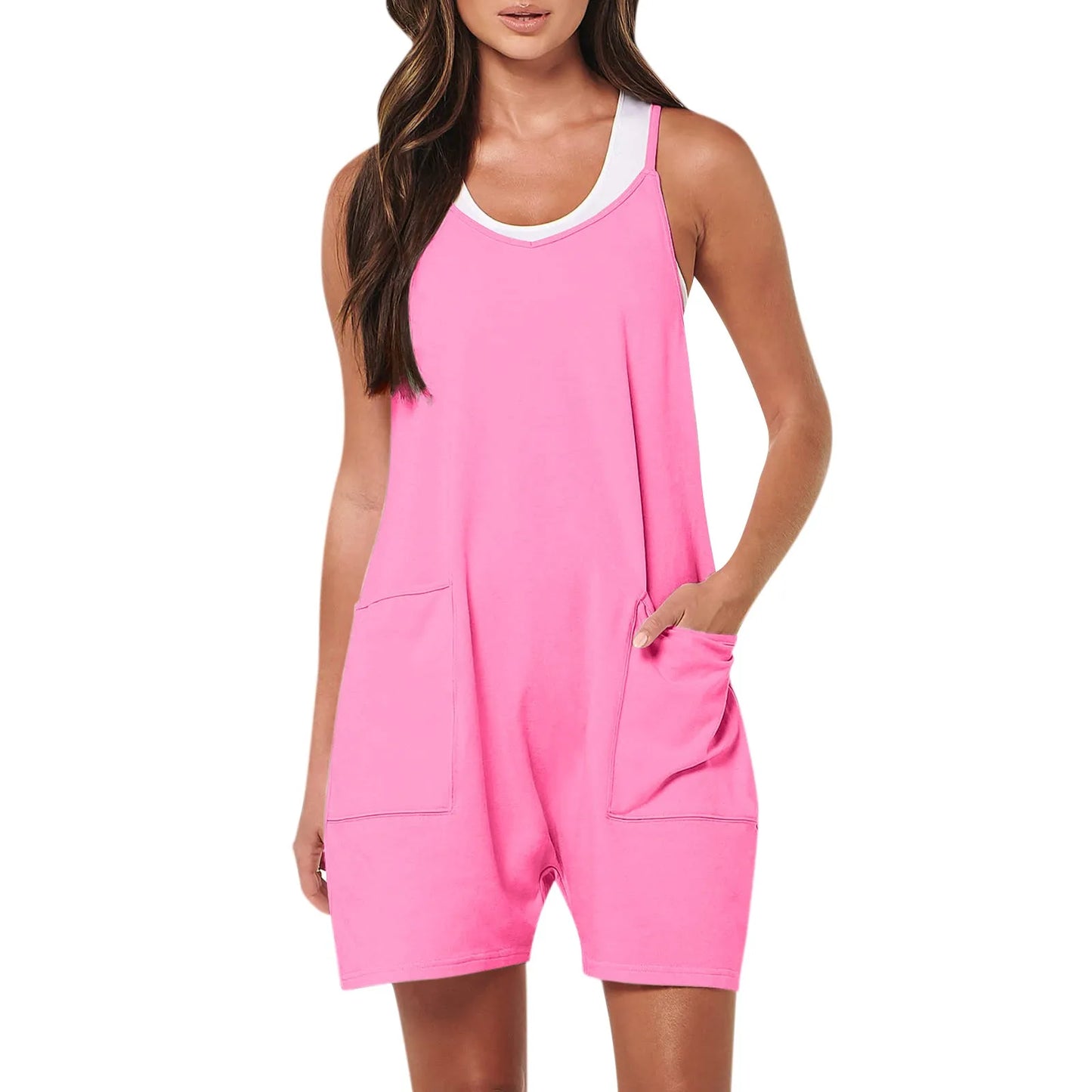 Eileen | Sleeveless Adjustable Shoulder Strap Loose Rompers