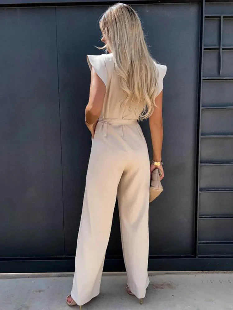 Arlette | Short Sleeve Wide Leg Jumpsuit