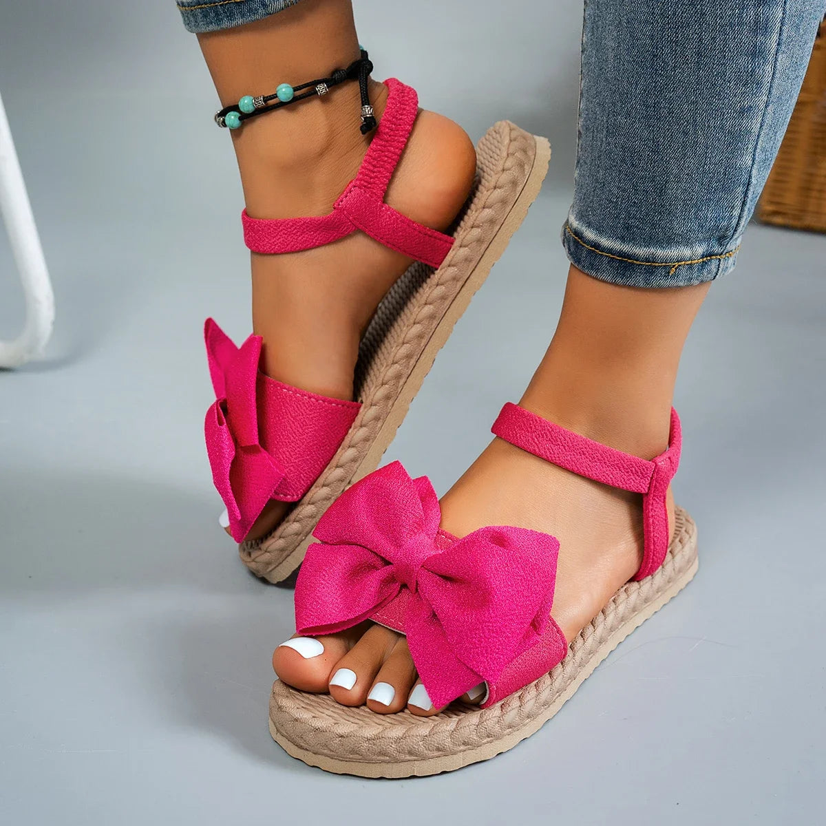 Demi | Lightweight Sandals Bow Tie Flat Shoes