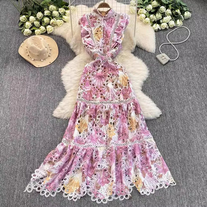 Sophia l Luxury Flower Embroidery Maxi Dress - TrendHavenCo